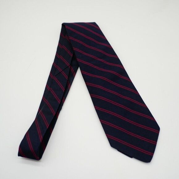 Jos A Bank Blue Red Striped Woven Short Wide Silk Tie - Picture 6 of 6
